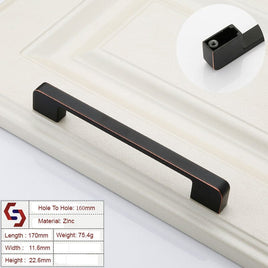 Zinc Kitchen Cabinet Handles Drawer Bar Handle Pull black+copper color hole to hole size 160mm Kings Warehouse 