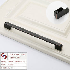 Zinc Kitchen Cabinet Handles Drawer Bar Handle Pull black+copper color hole to hole size 224mm Kings Warehouse 