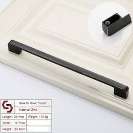 Zinc Kitchen Cabinet Handles Drawer Bar Handle Pull black+copper color hole to hole size 256mm Kings Warehouse 