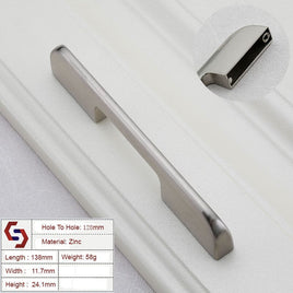 Zinc Kitchen Cabinet Handles Drawer Bar Handle Pull brushed silver color hole to hole size 128mm Kings Warehouse 