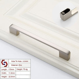 Zinc Kitchen Cabinet Handles Drawer Bar Handle Pull brushed silver color hole to hole size 160mm Kings Warehouse 