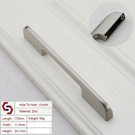 Zinc Kitchen Cabinet Handles Drawer Bar Handle Pull brushed silver color hole to hole size 160mm Kings Warehouse 