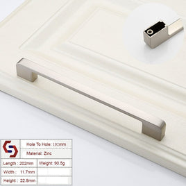Zinc Kitchen Cabinet Handles Drawer Bar Handle Pull brushed silver color hole to hole size 192mm Kings Warehouse 