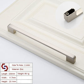 Zinc Kitchen Cabinet Handles Drawer Bar Handle Pull brushed silver color hole to hole size 224mm Kings Warehouse 
