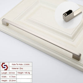 Zinc Kitchen Cabinet Handles Drawer Bar Handle Pull brushed silver color hole to hole size 320mm Kings Warehouse 
