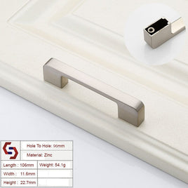 Zinc Kitchen Cabinet Handles Drawer Bar Handle Pull brushed silver color hole to hole size 96mm Kings Warehouse 