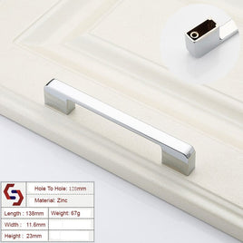 Zinc Kitchen Cabinet Handles Drawer Bar Handle Pull silver color hole to hole size 128mm Kings Warehouse 