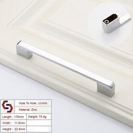 Zinc Kitchen Cabinet Handles Drawer Bar Handle Pull silver color hole to hole size 160mm Kings Warehouse 