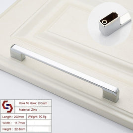 Zinc Kitchen Cabinet Handles Drawer Bar Handle Pull silver color hole to hole size 192mm Kings Warehouse 