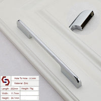 Zinc Kitchen Cabinet Handles Drawer Bar Handle Pull silver color hole to hole size 192mm Kings Warehouse 