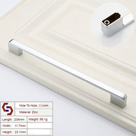 Zinc Kitchen Cabinet Handles Drawer Bar Handle Pull silver color hole to hole size 224mm Kings Warehouse 