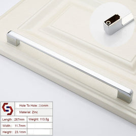Zinc Kitchen Cabinet Handles Drawer Bar Handle Pull silver color hole to hole size 256mm Kings Warehouse 