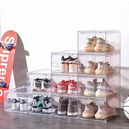 1 Pack Large Acrylic Shoe Box Storage Side Door Open Stackable Boxes Transparent Clear Display Case Kings Warehouse 