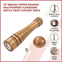 10" Manual Pepper Grinder Multipurpose Flavouring Bottle Cruet Kitchen Tools Kings Warehouse 