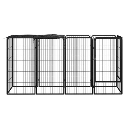 10-Panel Dog Playpen Black 50x100 cm Powder-coated Steel Kings Warehouse 