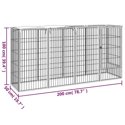 10-Panel Dog Playpen Black 50x100 cm Powder-coated Steel Kings Warehouse 