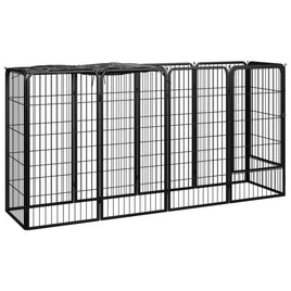 10-Panel Dog Playpen Black 50x100 cm Powder-coated Steel Kings Warehouse 