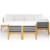 10 Piece Garden Lounge Set with Cushions Cream Solid Acacia Wood Outdoor Furniture Kings Warehouse 