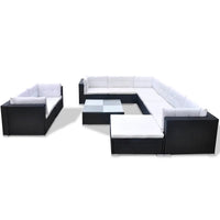 10 Piece Garden Lounge Set with Cushions Poly Rattan Black Kings Warehouse 