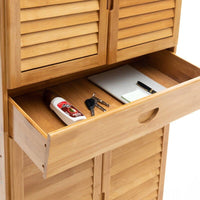 10 Tier Bamboo Large Capacity Storage Shelf Cabinet 6 Doors 1 Drawer living room Kings Warehouse 