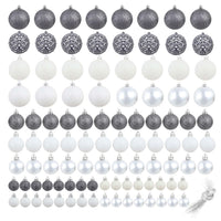 100 Piece Christmas Ball Set 6 cm White/Grey Kings Warehouse 