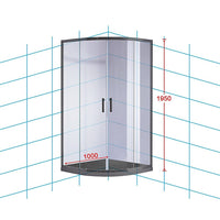 100 x 100cm Rounded Sliding 6mm Curved Shower Screen with Base in Black Kings Warehouse 
