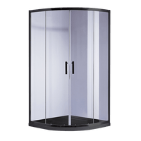 100 x 100cm Rounded Sliding 6mm Curved Shower Screen with Base in Black Kings Warehouse 