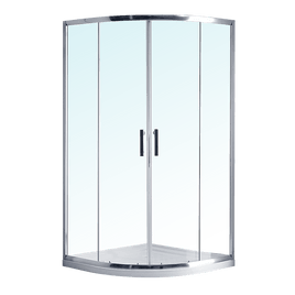 100 x 100cm Rounded Sliding 6mm Curved Shower Screen with Base in Chrome Kings Warehouse 