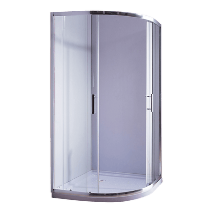 100 x 100cm Rounded Sliding 6mm Curved Shower Screen with Base in Chrome Kings Warehouse 
