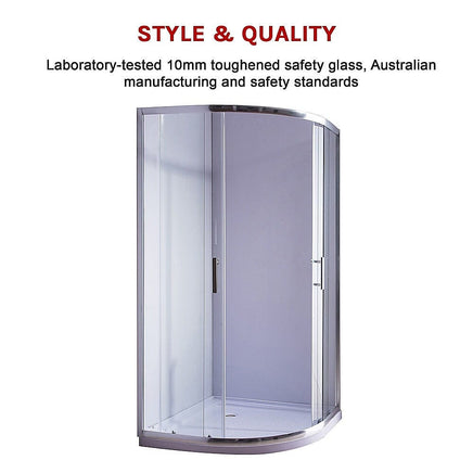 100 x 100cm Rounded Sliding 6mm Curved Shower Screen with Base in Chrome Kings Warehouse 