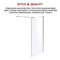 1000 x 2100mm Frameless 10mm Safety Glass Shower Screen Kings Warehouse 