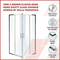 1000 x 800mm Sliding Door Nano Safety Glass Shower Screen By Della Francesca Kings Warehouse 