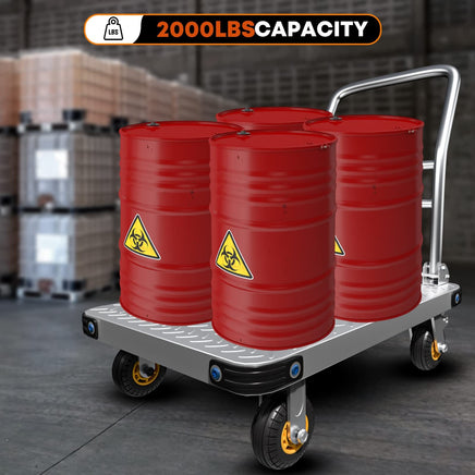 1000KG Capacity Heavy Duty Foldable Platform Truck Flatbed Push Cart Steel Dolly Trolley Cart Brake Kings Warehouse 