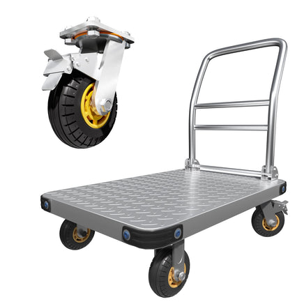 1000KG Capacity Heavy Duty Foldable Platform Truck Flatbed Push Cart Steel Dolly Trolley Cart Brake Kings Warehouse 