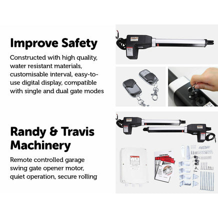 1000KG Double Swing Auto Motor Remote Gate Opener DIY Kings Warehouse 