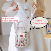 1000ml Large Water Bottle Stainless Steel Straw Water Jug with FREE Sticker Packs (White) Kings Warehouse 