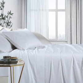 1000tc bamboo cotton sheet set double white Kings Warehouse 