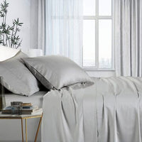 1000tc bamboo cotton sheet set king single silver Kings Warehouse 