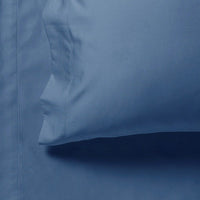1000TC King Size Bed Soft Flat & Fitted Sheet Set Greyish Blue Kings Warehouse 