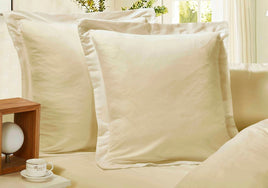 1000TC Premium Ultra Soft European Pillowcases 2-Pack Yellow Cream Kings Warehouse 