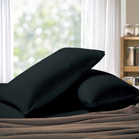1000TC Premium Ultra Soft King size Pillowcases 2-Pack - Black Kings Warehouse 