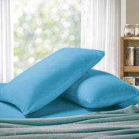 1000TC Premium Ultra Soft Queen size Pillowcases 2-Pack - Light Blue Kings Warehouse 
