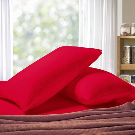 1000TC Premium Ultra Soft Queen size Pillowcases 2-Pack - Red Kings Warehouse 