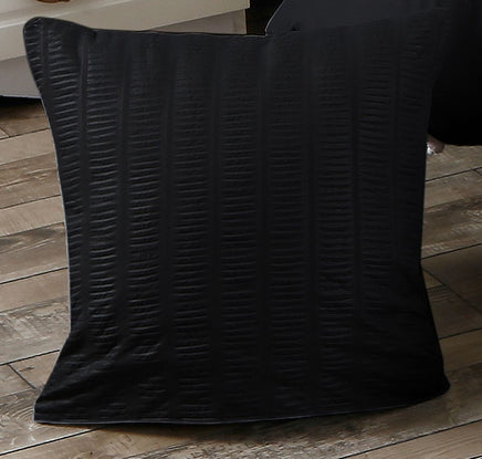 1000TC Premium Ultra Soft Seersucker Cushion Covers - 2 Pack - Black Kings Warehouse 