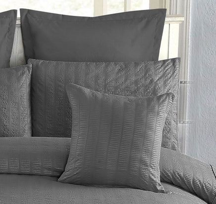 1000TC Premium Ultra Soft Seersucker Cushion Covers - 2 Pack - Charcoal Kings Warehouse 