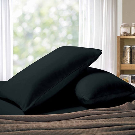 1000TC Premium Ultra Soft Standrad size Pillowcases 2-Pack - Black Kings Warehouse 