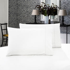 1000TC Premium Ultra Soft Standrad size Pillowcases 2-Pack - White Kings Warehouse 
