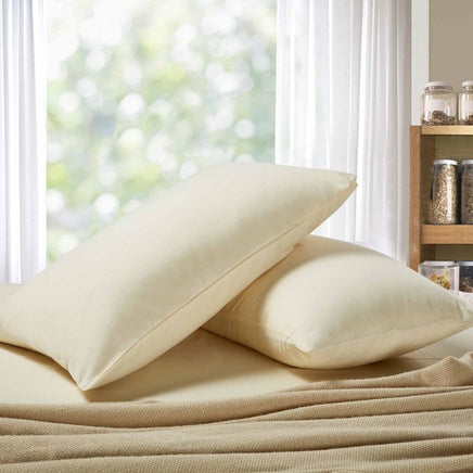 1000TC Premium Ultra Soft Standrad size Pillowcases 2-Pack - Yellow Cream Kings Warehouse 