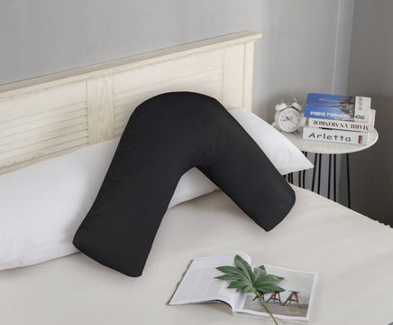 1000TC Premium Ultra Soft V SHAPE Pillowcase - Black Kings Warehouse 