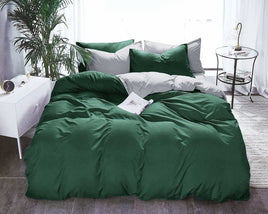 1000TC Reversible Queen Size Green and Grey Duvet Doona Quilt Cover Set Kings Warehouse 